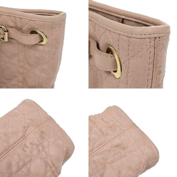 CHRISTIAN DIOR Panarea Cannage Shoulder Bag Coating Canvas Leather Pink 88YH016 - Picture 9 of 16